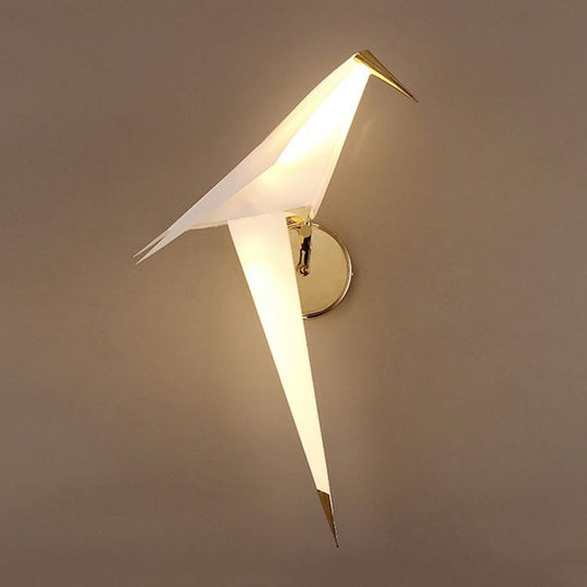 1/2-Light Dining Room Sconce with Birdie Plastic Shade: Modernist White Wall Lamp in Warm/White Light