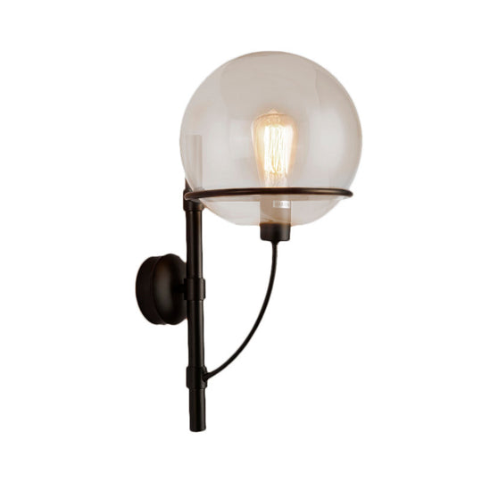 Industrial Black Clear Glass Wall Sconce Light Fixture for Coffee Shop