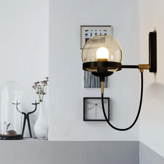 Modern Black/Gold Wall Sconce Light Fixture with Clear/Frosted Glass - Perfect for Living Rooms