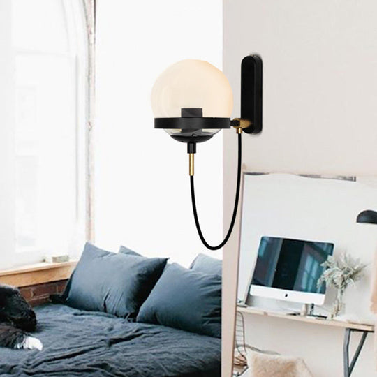 Modern Black/Gold Wall Sconce Light Fixture with Clear/Frosted Glass - Perfect for Living Rooms