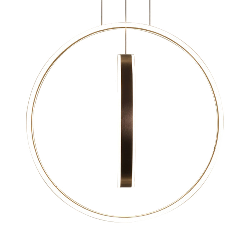 Minimalist LED Acrylic Chandelier Pendant - 23.5"/31.5" Diameter Rings - Brown Ceiling Light in Warm/White/Natural Light