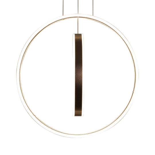 Minimalist LED Acrylic Chandelier Pendant - 23.5"/31.5" Diameter Rings - Brown Ceiling Light in Warm/White/Natural Light