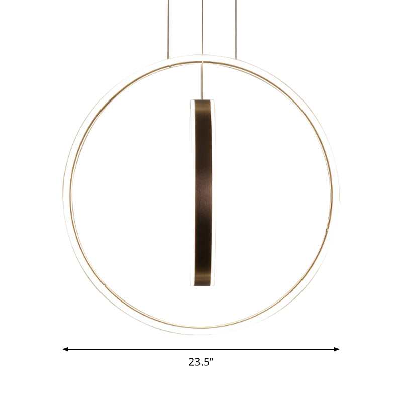 Minimalist LED Acrylic Chandelier Pendant - 23.5"/31.5" Diameter Rings - Brown Ceiling Light in Warm/White/Natural Light