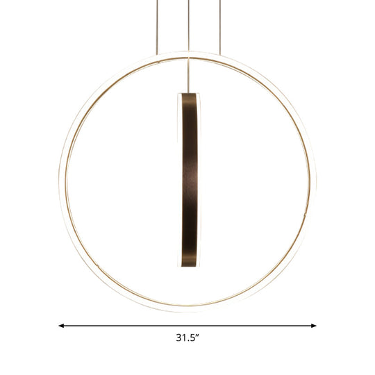 Minimalist LED Acrylic Chandelier Pendant - 23.5"/31.5" Diameter Rings - Brown Ceiling Light in Warm/White/Natural Light
