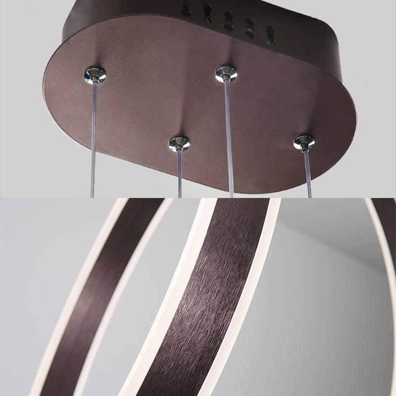 Minimalist LED Acrylic Chandelier Pendant - 23.5"/31.5" Diameter Rings - Brown Ceiling Light in Warm/White/Natural Light