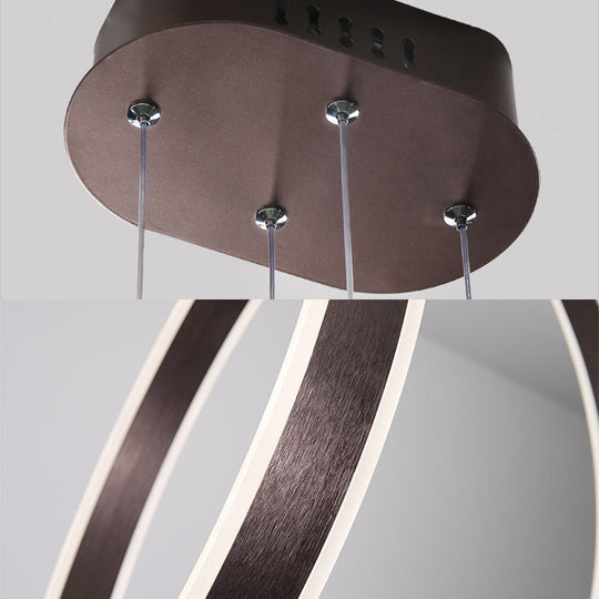 Minimalist LED Acrylic Chandelier Pendant - 23.5"/31.5" Diameter Rings - Brown Ceiling Light in Warm/White/Natural Light
