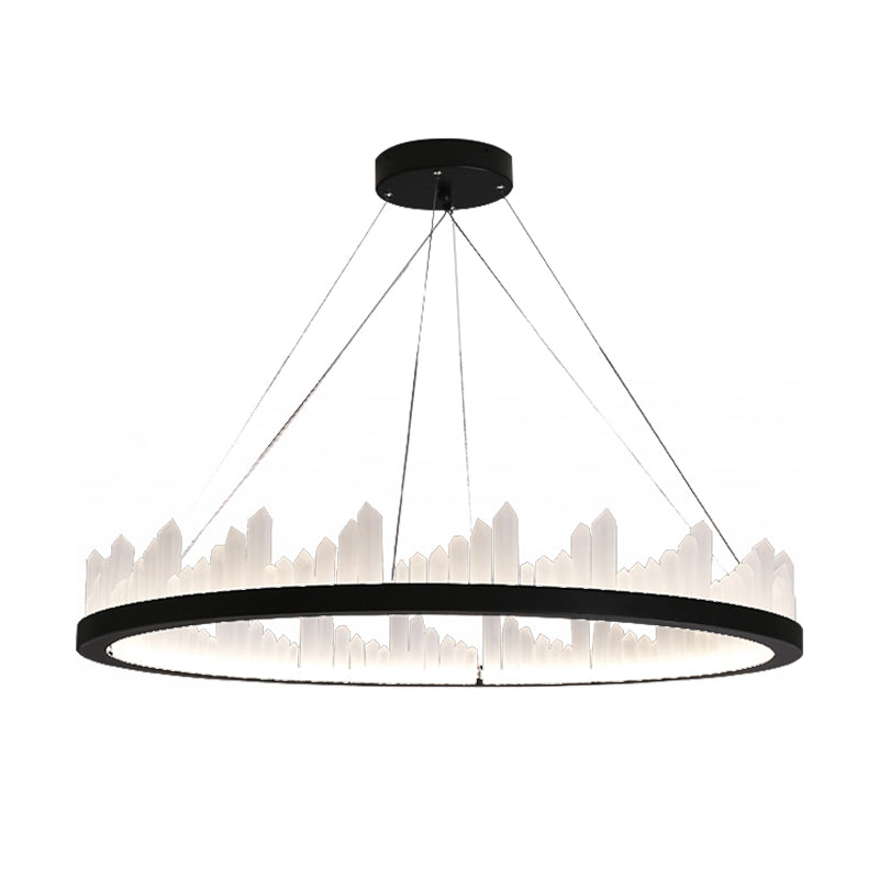 16"/23.5" Circular LED Chandelier Light - Nordic Style Acrylic Black Hanging Light for Kitchen