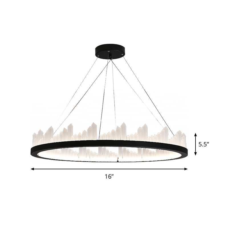 16"/23.5" Circular LED Chandelier Light - Nordic Style Acrylic Black Hanging Light for Kitchen