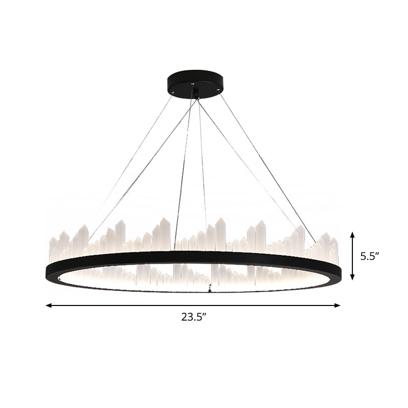 16"/23.5" Circular LED Chandelier Light - Nordic Style Acrylic Black Hanging Light for Kitchen