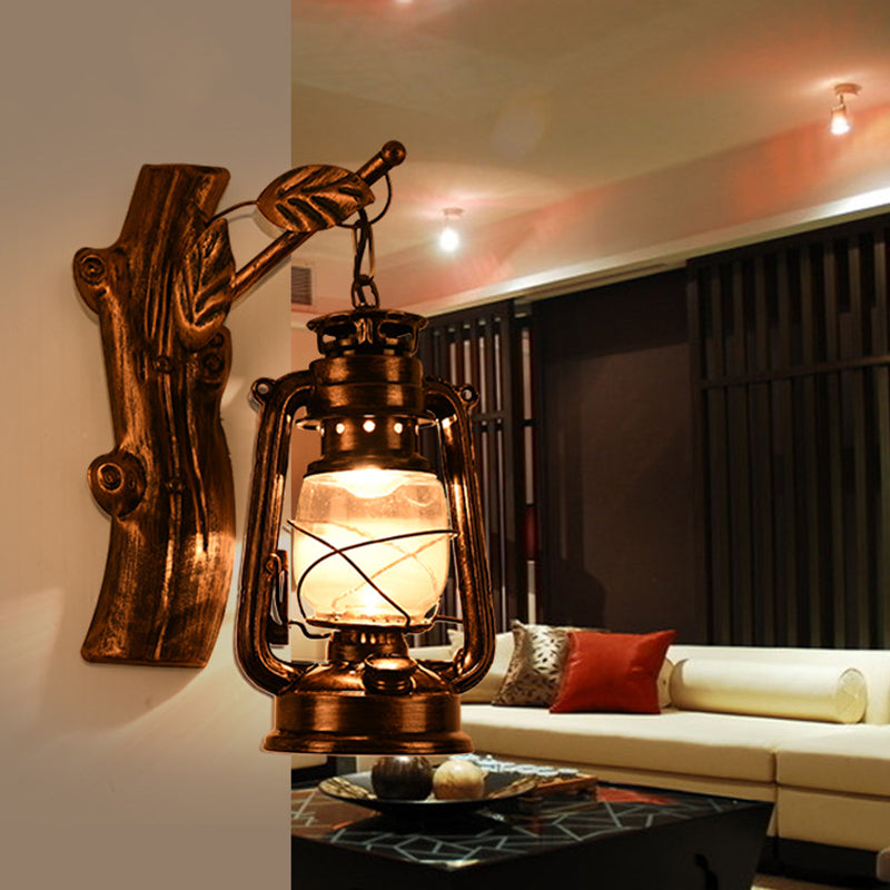 Vintage Bronze Kerosene Wall Sconce - Industrial Clear Glass - 1 Light Fixture -13"/14"/16