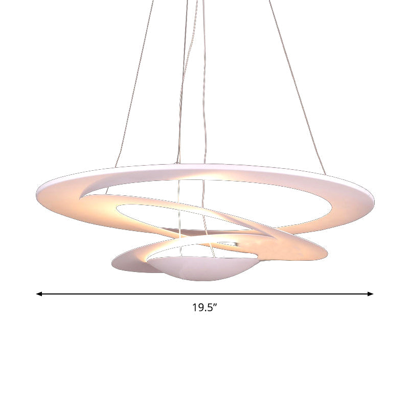 Contemporary White Spiral Ceiling Chandelier for Living Room - 19.5/25.5/31.5" Wide