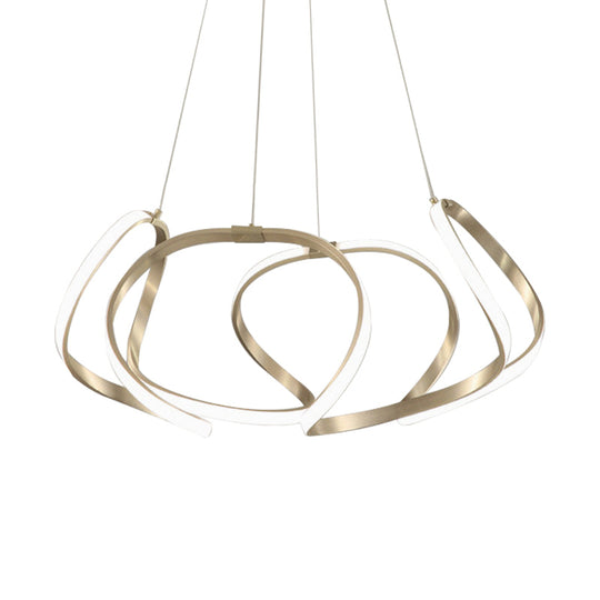 23.5"/31.5" Chrome/Gold Strip Chandelier LED Hanging Lamp - Postmodern Acrylic Kit in Warm/White Light