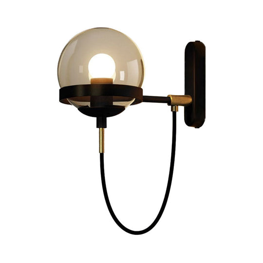 Modernist Black/Gold Rope Wall Sconce with Smoke Glass - 1 Light