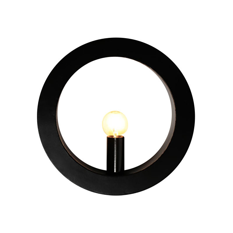 Modern Black/White Circle Wall Light - Simple Metallic 1 Light Wall Lamp for Bedroom and Hallway
