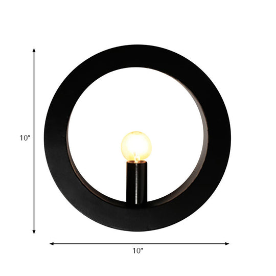 Modern Black/White Circle Wall Light - Simple Metallic 1 Light Wall Lamp for Bedroom and Hallway
