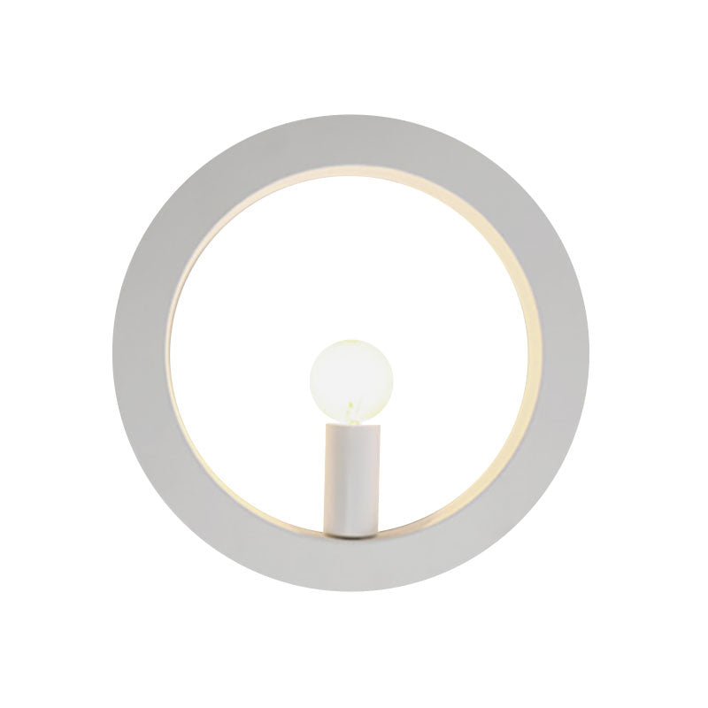 Modern Black/White Circle Wall Light - Simple Metallic 1 Light Wall Lamp for Bedroom and Hallway
