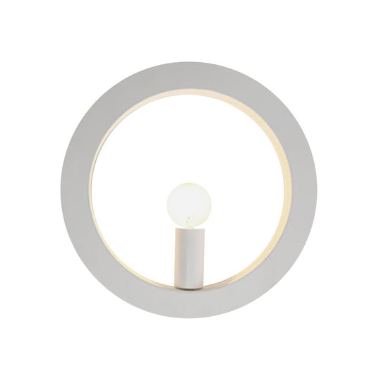 Modern Black/White Circle Wall Light - Simple Metallic 1 Light Wall Lamp for Bedroom and Hallway
