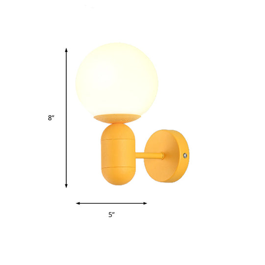 Modern 1-Light Metallic Wall Lamp with Orb Shade - Perfect for Balcony and Kitchen