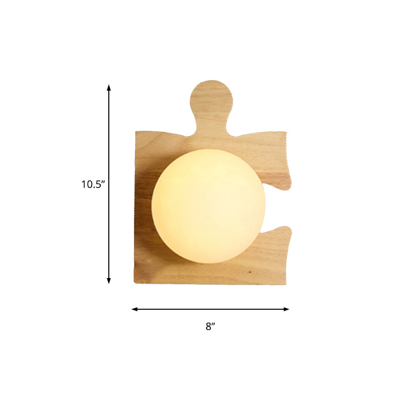 Japanese Style Wooden Puzzle Base Wall Light - 1 Light Beige Sconce Lamp for Corridor & Kitchen