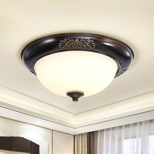 LED Countryside Flush Mount Black Opal Glass Ceiling Fixture, Various Sizes Available