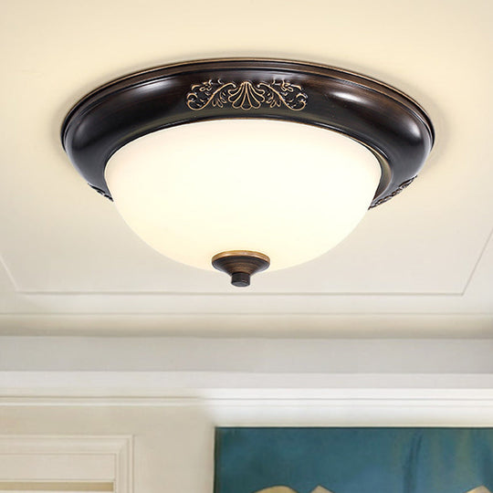 LED Countryside Flush Mount Black Opal Glass Ceiling Fixture, Various Sizes Available