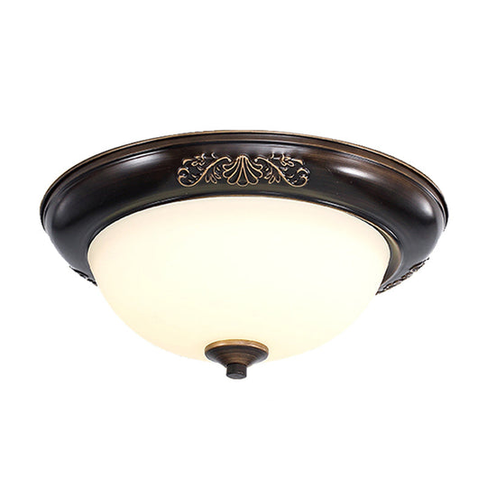 LED Countryside Flush Mount Black Opal Glass Ceiling Fixture, Various Sizes Available