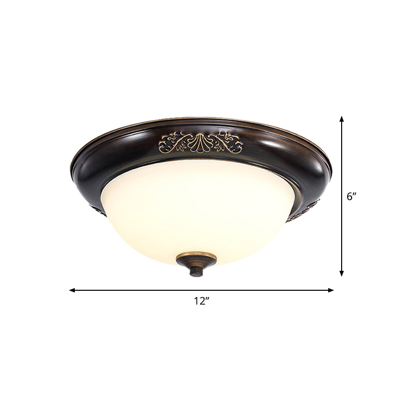 LED Countryside Flush Mount Black Opal Glass Ceiling Fixture, Various Sizes Available