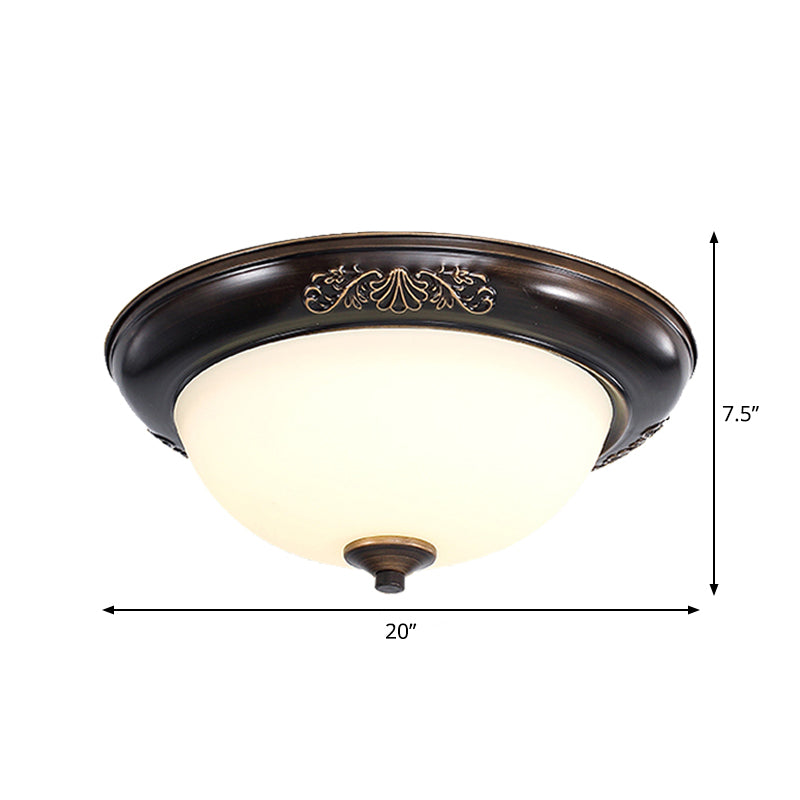 LED Countryside Flush Mount Black Opal Glass Ceiling Fixture, Various Sizes Available