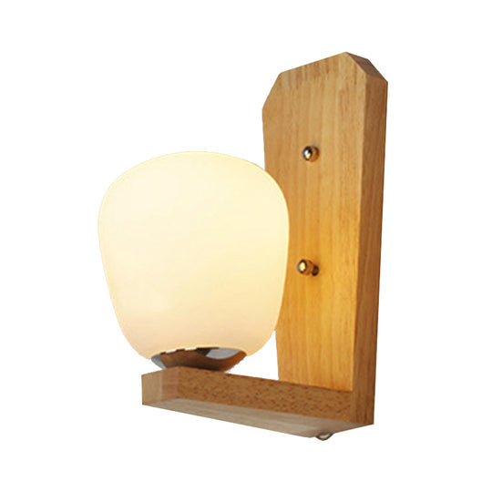 Japanese Milk Glass Wall Sconce Lamp - Elegant 1-Light Ball Shape in White for Hotel Dining Room