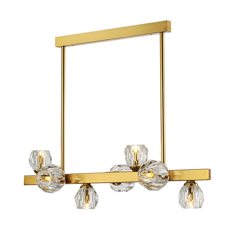 Postmodern Crystal Ball Pendant - Gold Branch Design | 7-Light Island Lighting for Dining Room Ceiling