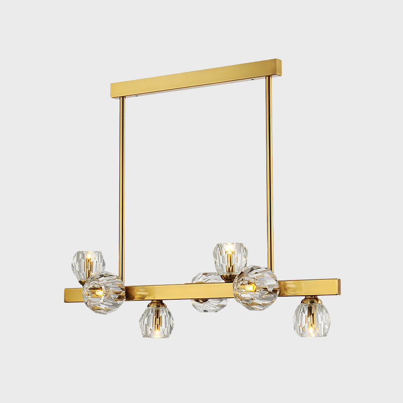 Postmodern Crystal Ball Pendant - Gold Branch Design | 7-Light Island Lighting for Dining Room Ceiling