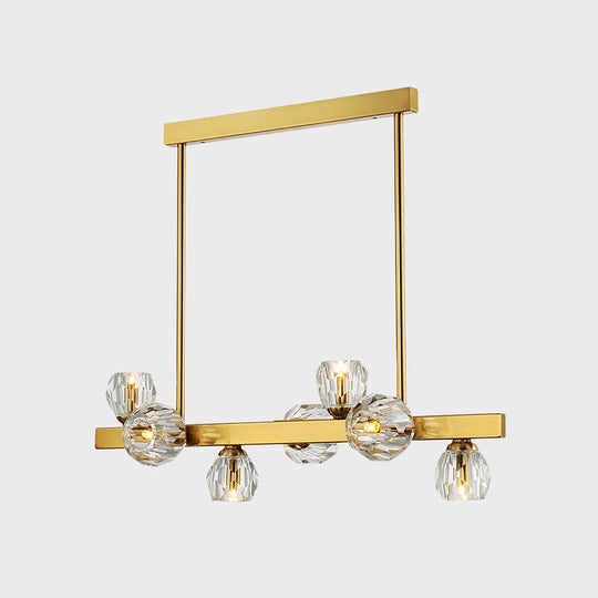 Postmodern Crystal Ball Pendant - Gold Branch Design | 7-Light Island Lighting for Dining Room Ceiling