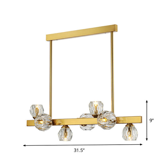 Postmodern Crystal Ball Pendant - Gold Branch Design | 7-Light Island Lighting for Dining Room Ceiling