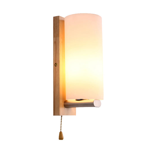 Opal Glass Sconce Wall Lamp with White Finish for Bedroom and Cafe Lighting
