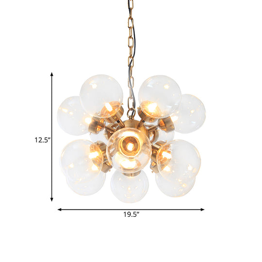 Sputnik Dinette Clear Glass Chandelier: Contemporary Gold Suspension Lamp with 12 Bulbs