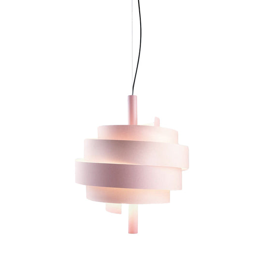 Modern Pink/Green/White Twirling Pendant Lamp - Stylish Metallic Hanging Light Fixture for Dining Tables
