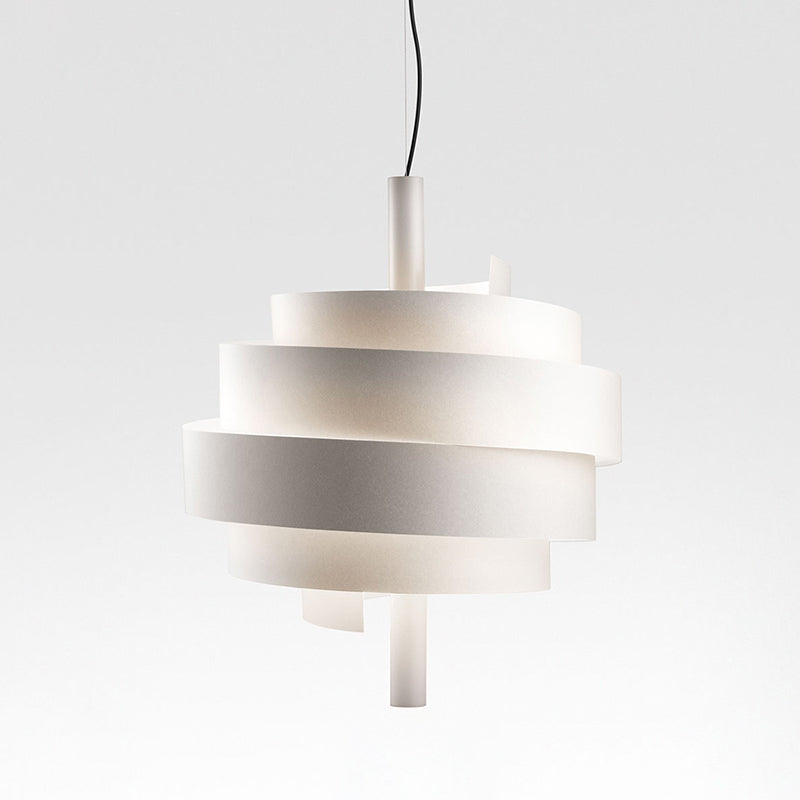 Modern Pink/Green/White Twirling Pendant Lamp - Stylish Metallic Hanging Light Fixture for Dining Tables