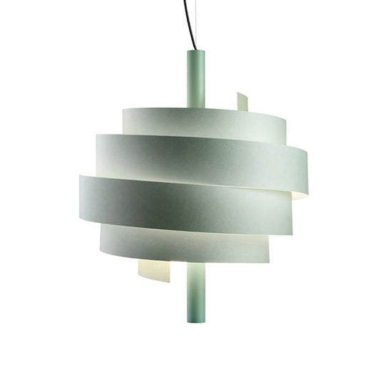 Modern Pink/Green/White Twirling Pendant Lamp - Stylish Metallic Hanging Light Fixture for Dining Tables