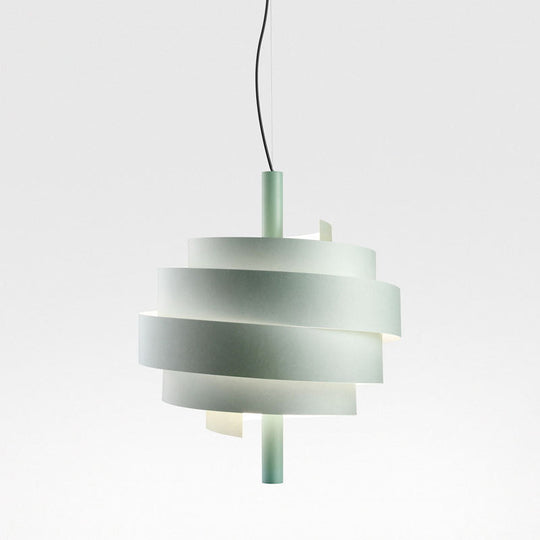 Modern Pink/Green/White Twirling Pendant Lamp - Stylish Metallic Hanging Light Fixture for Dining Tables