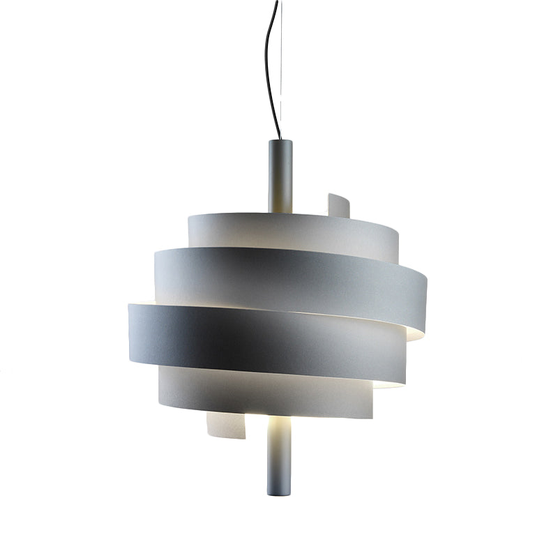 Modern Pink/Green/White Twirling Pendant Lamp - Stylish Metallic Hanging Light Fixture for Dining Tables