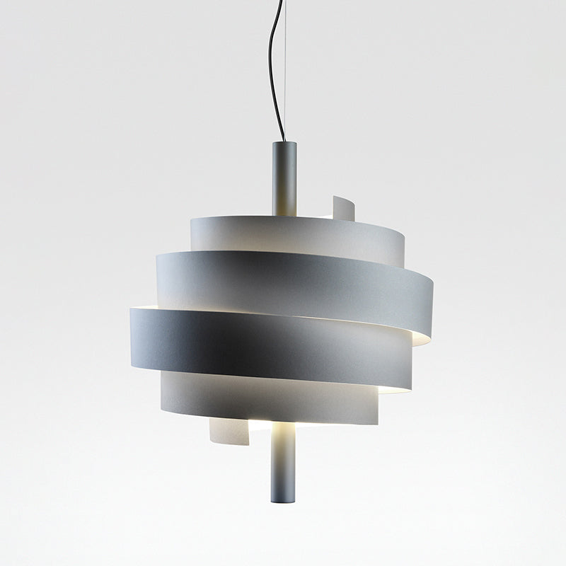 Modern Pink/Green/White Twirling Pendant Lamp - Stylish Metallic Hanging Light Fixture for Dining Tables