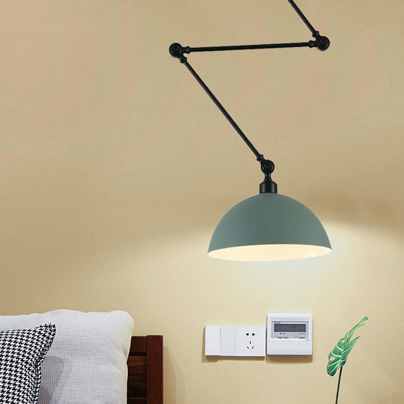 Macaron Iron Swing Arm Suspension Pendant Light with Green/Red Bowl Shade - Perfect for Dining Tables