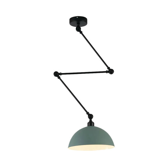 Macaron Iron Swing Arm Suspension Pendant Light with Green/Red Bowl Shade - Perfect for Dining Tables
