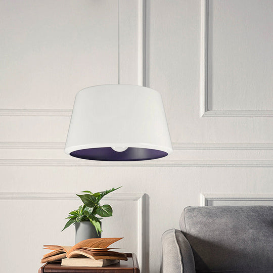 Truncated Cone Pendant Light - Aluminum, Simplicity Single, 12/16 Inches Wide, White/Purple Inner
