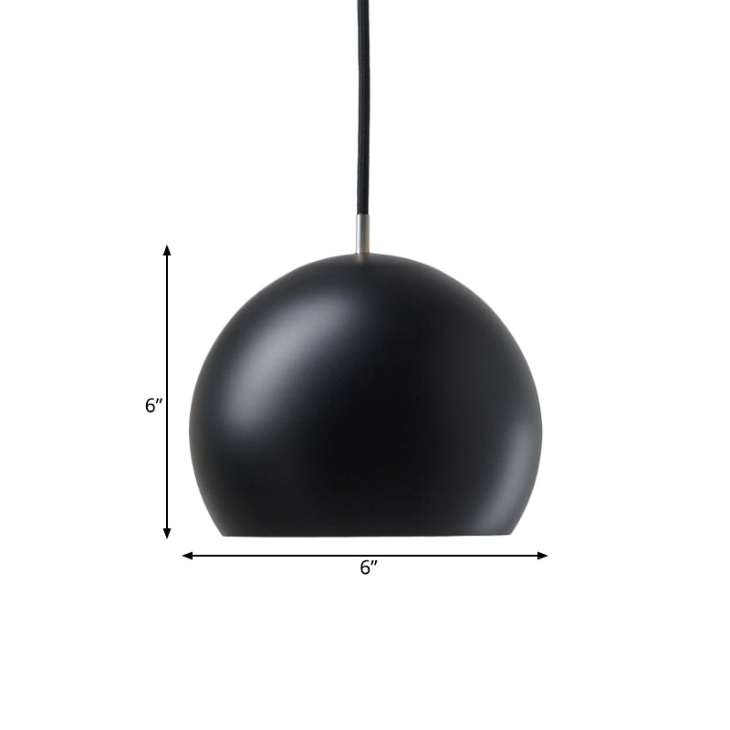 Hemispherical Small Pendant Light: Stylish Metal Single Bulb Hanging Lamp for Bedroom (Black)