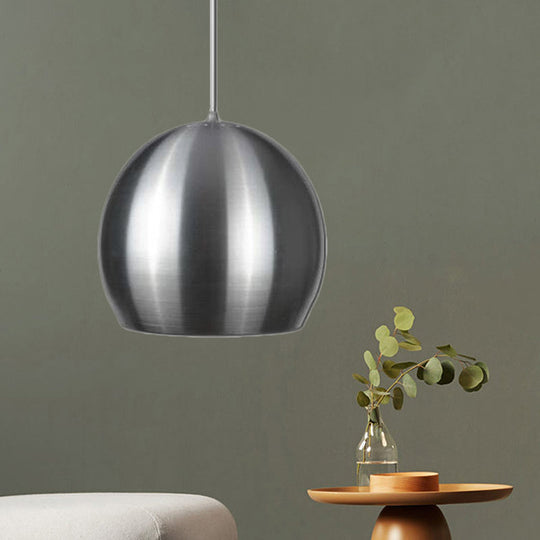 Modern Satin Nickel Dome Pendant Light Fixture with Pierced Design