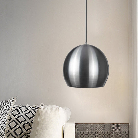 Modern Satin Nickel Dome Pendant Light Fixture with Pierced Design