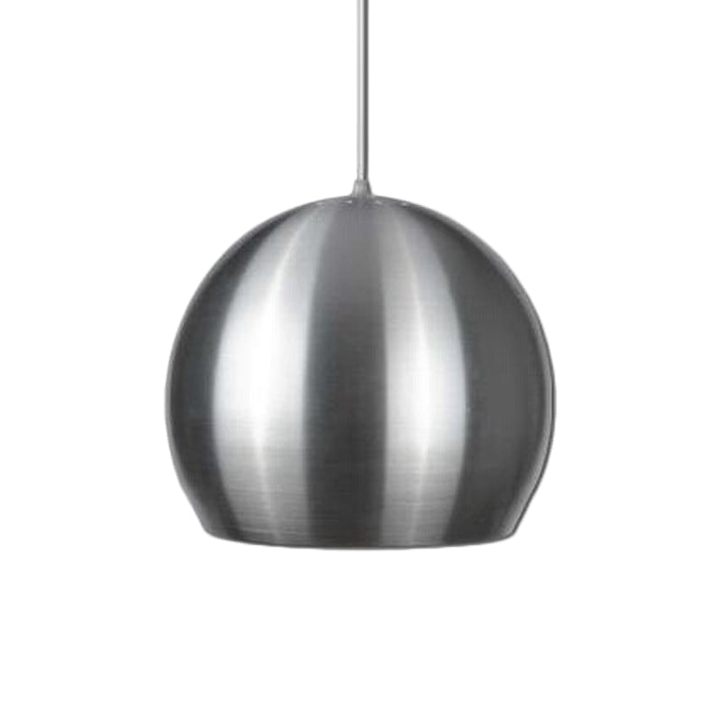 Modern Satin Nickel Dome Pendant Light Fixture with Pierced Design