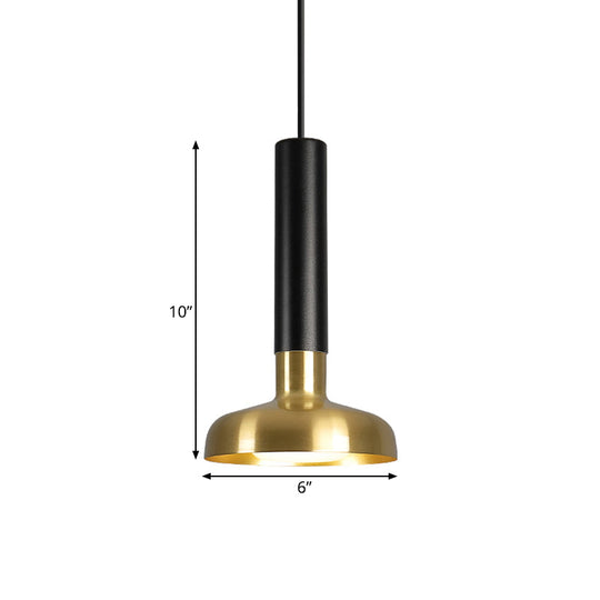 Mid Century LED Torch Metal Pendant Ceiling Lamp - Black-Gold for Kitchen Dinette