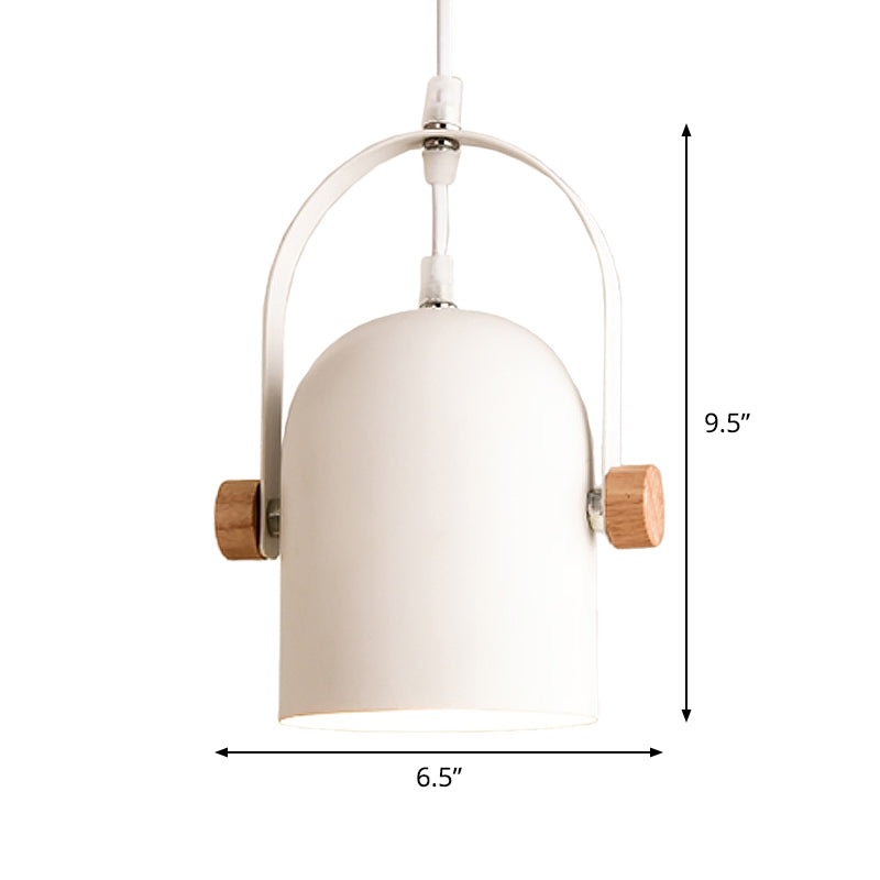 Nordic Metallic White Ceiling Pendant with Wood Lock and Adjustable Handle